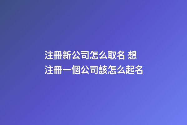 注冊新公司怎么取名 想注冊一個公司該怎么起名